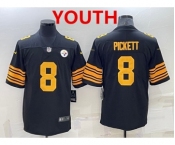 Youth Pittsburgh Steelers #8 Kenny Pickett Black Color Rush Stitched NFL Nike Limited Jersey