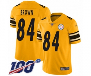 Youth Pittsburgh Steelers #84 Antonio Brown Limited Gold Inverted Legend 100th Season Football Jersey