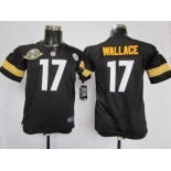 nike youth nfl jerseys pittsburgh steelers #17 wallace black[80 anniversary patch]