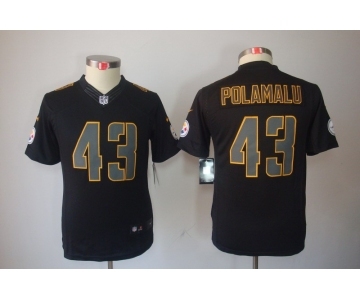 nike youth nfl jerseys pittsburgh steelers #43 polamalu black[nike impact limited]