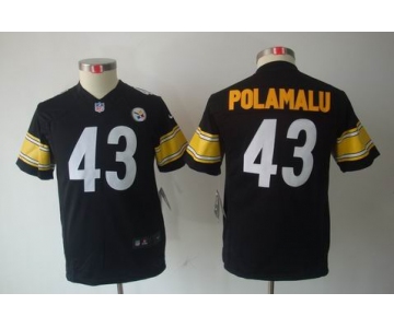 nike youth nfl jerseys pittsburgh steelers #43 polamalu black[nike limited]