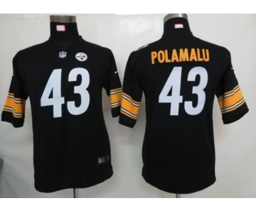 nike youth nfl jerseys pittsburgh steelers #43 polamalu black[nike]