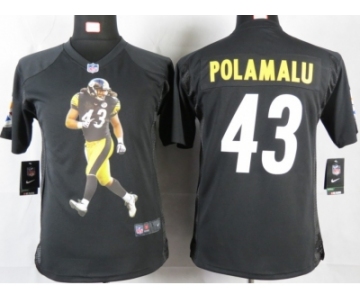 nike youth nfl jerseys pittsburgh steelers #43 polamalu black[portrait fashion]