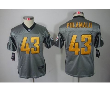 nike youth nfl jerseys pittsburgh steelers #43 polamalu grey[Elite shadow]