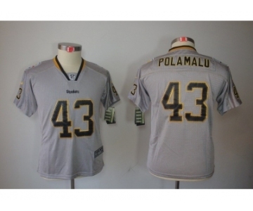 nike youth nfl jerseys pittsburgh steelers #43 polamalu grey[nike lights out]