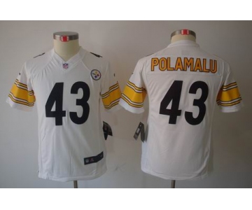 nike youth nfl jerseys pittsburgh steelers #43 polamalu white[nike limited]