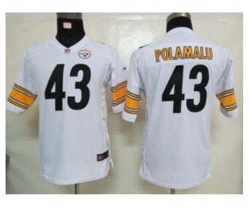 nike youth nfl jerseys pittsburgh steelers #43 polamalu white[nike]