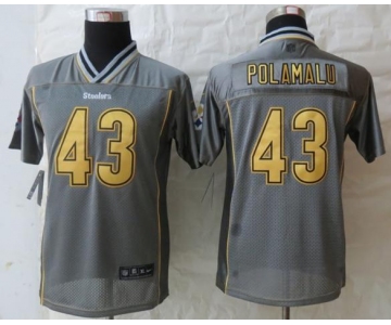 nike youth nfl jerseys pittsburgh steelers #43 troy polamalu grey[nike vapor]