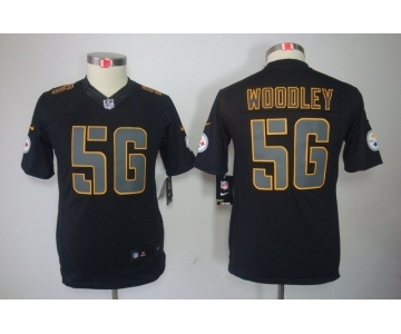 nike youth nfl jerseys pittsburgh steelers #56 woodley black[nike impact limited]