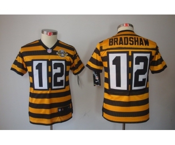 nike youth pittsburgh steelers #12 bradshaw throwback yellow-black[nike limited team 80 anniversary]