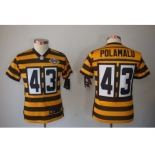 nike youth pittsburgh steelers #43 polamalu yellow-black[nike limited team 80 anniversary]