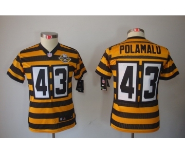 nike youth pittsburgh steelers #43 polamalu yellow-black[nike limited team 80 anniversary]