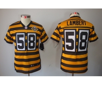 nike youth pittsburgh steelers #58 lambert throwback yellow-black[nike limited team 80 anniversary]