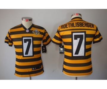 nike youth pittsburgh steelers #7 roethlisberger throwback yellow-black[nike limited team 80 anniversary]