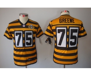 nike youth pittsburgh steelers #75 greene throwback yellow-black[nike limited team 80 anniversary]