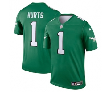 Men's Philadelphia Eagles #1 Jalen Hurts Green 2023 Game Throwback Jersey