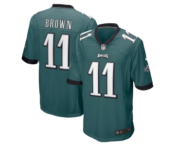 Men's Philadelphia Eagles #11 A. J. Brown Game Green Football Jersey