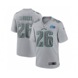 Men's Philadelphia Eagles #26 Miles Sanders Gray Super Bowl LVII Patch Atmosphere Fashion Stitched Game Jersey