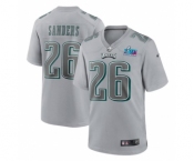 Men's Philadelphia Eagles #26 Miles Sanders Gray Super Bowl LVII Patch Atmosphere Fashion Stitched Game Jersey