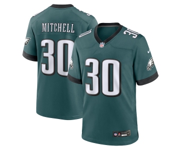 Men's Philadelphia Eagles #30 Mitchell Game Green Football Jersey