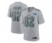 Men's Philadelphia Eagles #62 Jason Kelce Gray Super Bowl LVII Patch Atmosphere Fashion Stitched Game Jersey