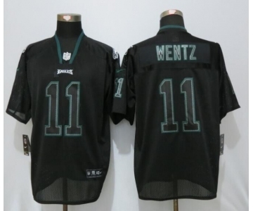 Men Nike Philadelphia Eagles #11 Carson Wentz Lights Out Black Elite Jersey