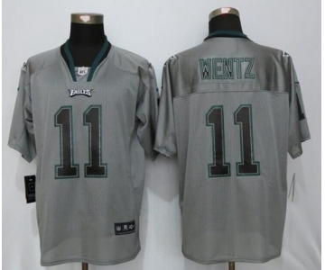 Men Nike Philadelphia Eagles #11 Carson Wentz Lights Out Gray Elite Jerseys