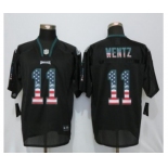 Men Nike Philadelphia Eagles #11 Carson Wentz USA Flag Fashion Black Elite Jerseys