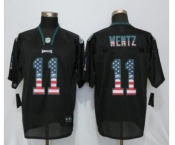 Men Nike Philadelphia Eagles #11 Carson Wentz USA Flag Fashion Black Elite Jerseys