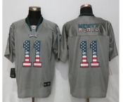 Men Nike Philadelphia Eagles #11 Carson Wentz USA Flag Fashion Gray Elite Jerseys