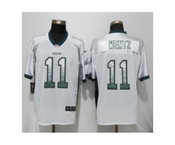 Men's Nike Philadelphia Eagles #11 Carson Wentz Elite White Drift Fashion NFL Jersey