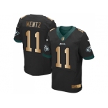 Nike Philadelphia Eagles #11 Carson Wentz Black Alternate Men's Stitched NFL New Elite Gold Jersey