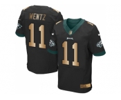 Nike Philadelphia Eagles #11 Carson Wentz Black Alternate Men's Stitched NFL New Elite Gold Jersey