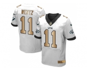 Nike Philadelphia Eagles #11 Carson Wentz White Men's Stitched NFL New Elite Gold Jerse