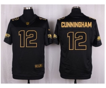 Nike Philadelphia Eagles #12 Randall Cunningham Black Pro Line Gold Collection Jersey[Elite]