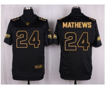 Nike Philadelphia Eagles #24 Ryan Mathews Black Pro Line Gold Collection Jersey[Elite]