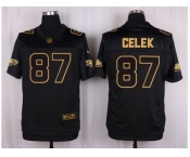 Nike Philadelphia Eagles #87 Brent Celek Black Pro Line Gold Collection Jersey[Elite]