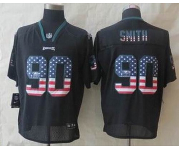 nike nfl jerseys philadelphia eagles #90 smith black[Elite USA flag fashion]