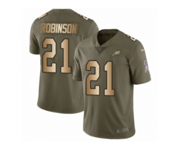 Men Nike Philadelphia Eagles #21 Patrick Robinson Limited Olive Gold 2017 Salute to Service NFL Jersey