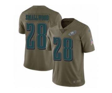 Men Nike Philadelphia Eagles #28 Wendell Smallwood Limited Olive 2017 Salute to Service NFL Jersey