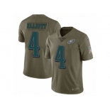 Men Nike Philadelphia Eagles #4 Jake Elliott Limited Olive 2017 Salute to Service NFL Jersey