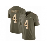 Men Nike Philadelphia Eagles #4 Jake Elliott Limited Olive Gold 2017 Salute to Service NFL Jersey