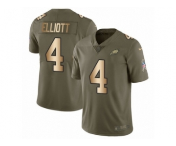 Men Nike Philadelphia Eagles #4 Jake Elliott Limited Olive Gold 2017 Salute to Service NFL Jersey