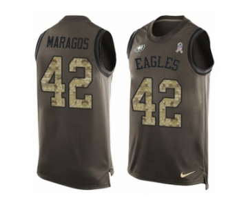 Men Nike Philadelphia Eagles #42 Chris Maragos Limited Green Salute to Service Tank Top NFL Jersey