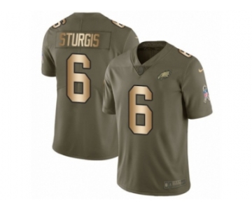 Men Nike Philadelphia Eagles #6 Caleb Sturgis Limited Olive Gold 2017 Salute to Service NFL Jersey