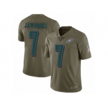 Men Nike Philadelphia Eagles #7 Ron Jaworski Limited Olive 2017 Salute to Service NFL Jersey