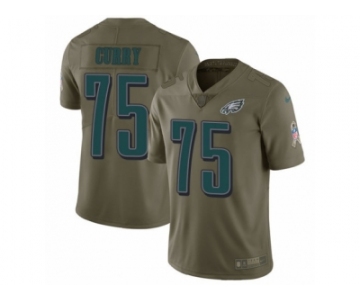 Men Nike Philadelphia Eagles #75 Vinny Curry Limited Olive 2017 Salute to Service NFL Jersey