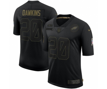 Men Philadelphia Eagles #20 Brian Dawkins Nike 2020 Salute To Service Retired Limited Jersey Black