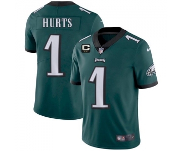 Men's Eagles 2022 #1 Jalen Hurts Green With 2-star C Patch Vapor Untouchable Limited Stitched NFL Jersey