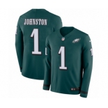 Men's Nike Philadelphia Eagles #1 Cameron Johnston Limited Green Therma Long Sleeve NFL Jersey